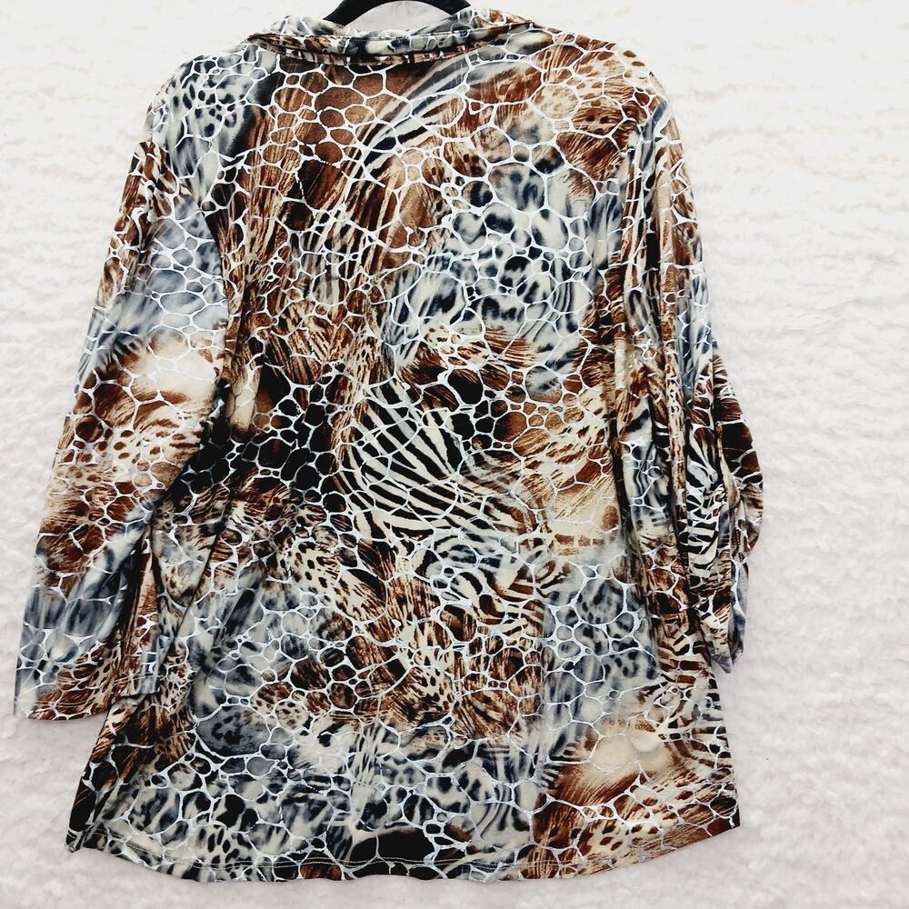 Blouse Leopard Tiger Zebra Glam Mob Wife Y2K Office Siren Heritage Tab Size XL - Picture 2 of 12